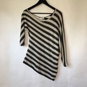 Asymmetrical black & white striped sweater